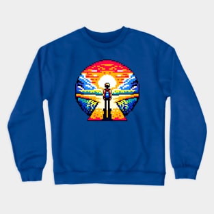 Pixelated Crossroads - 8-Bit Life Choices Art Crewneck Sweatshirt